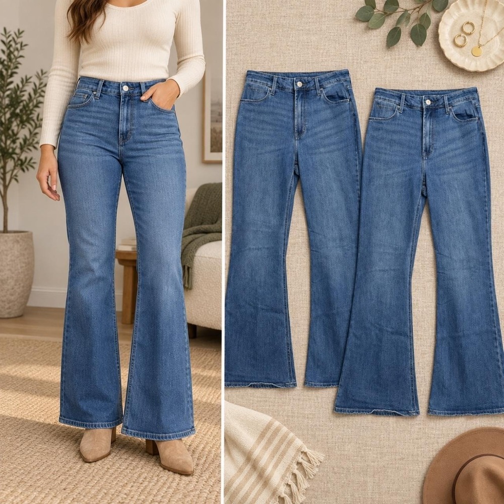 Old Navy Wow Flare Jeans 2 Pack Women's 10 Blue High Rise Y2K Boho Western